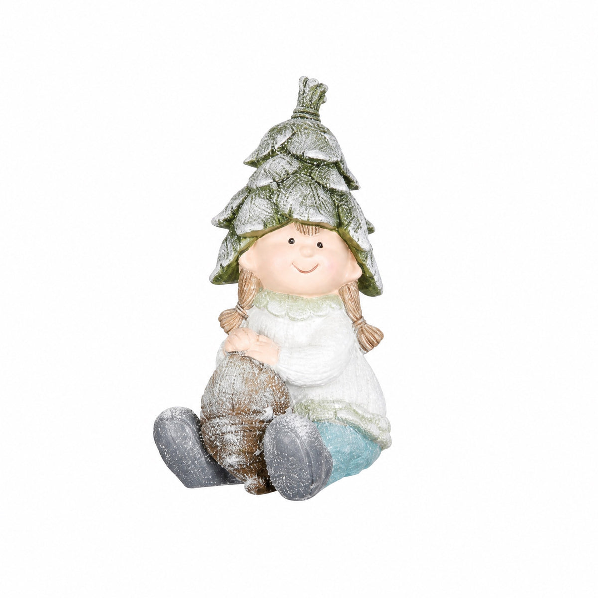 Sitting winter children with cone hats