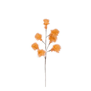 Gren med fjerduske i orange.
