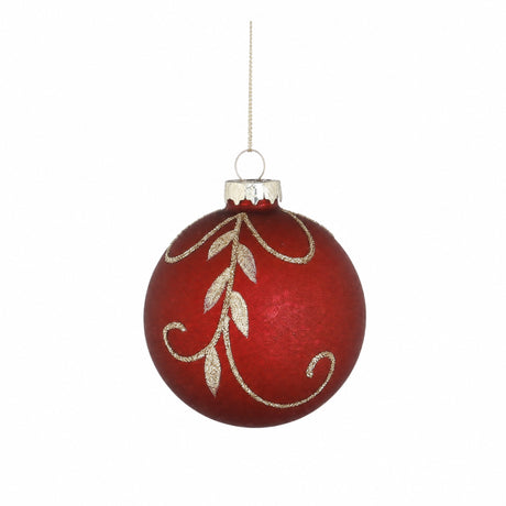 Dark red Christmas balls with gold pattern