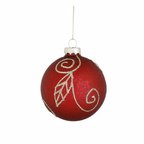 Dark red Christmas balls with gold pattern