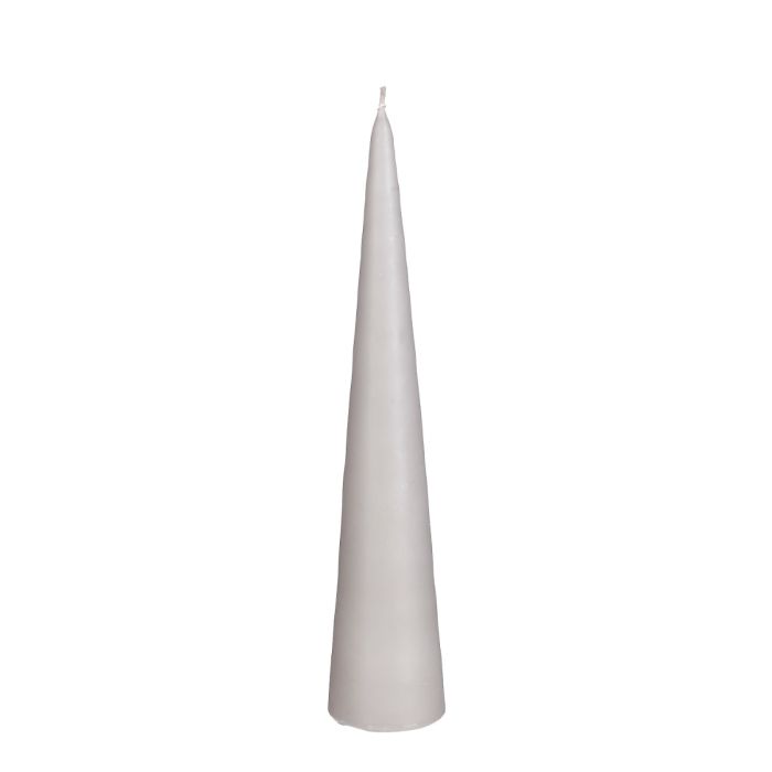 Kegleformet lys 25 cm højt lysegråt