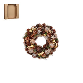 Krans med kogler og stjerner 34 cm i diameter