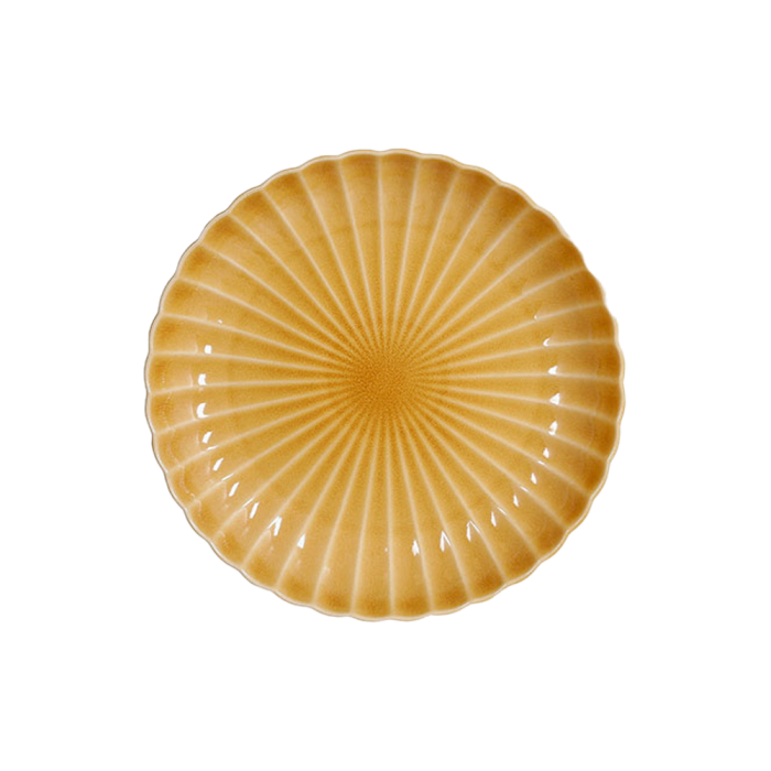 Pesca middagstallerken i okkerfarvet keramik