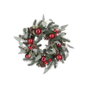 Benton krans med røde julekugler 40 cm i dia 