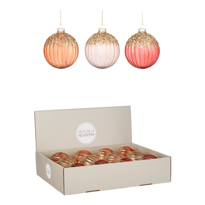 Julekugler i klart glas med glimmer