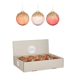 Julekugler i klart glas med glimmer