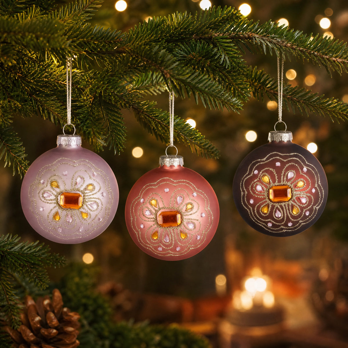 Christmas balls with rhinestones