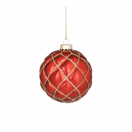Christmas balls with a gold diamond pattern