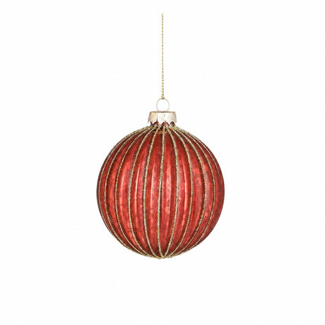 Christmas balls with golden stripes