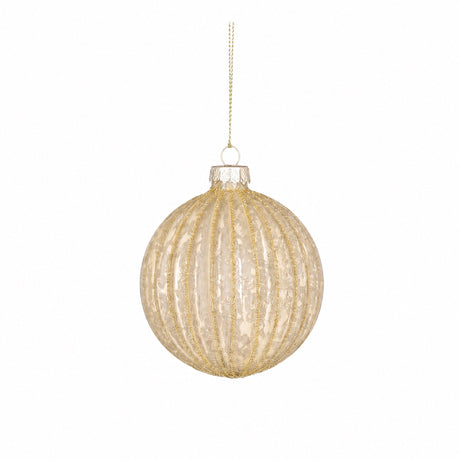 Christmas balls with golden stripes