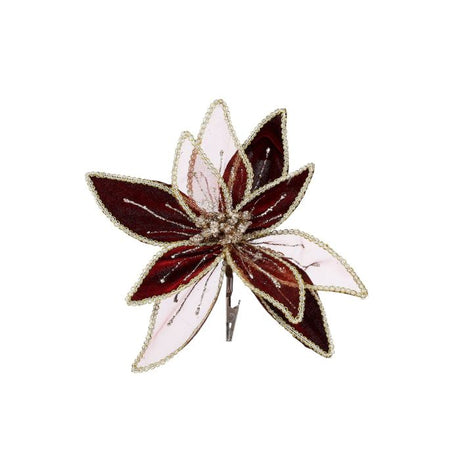 Julestjerne med klips mørkerød