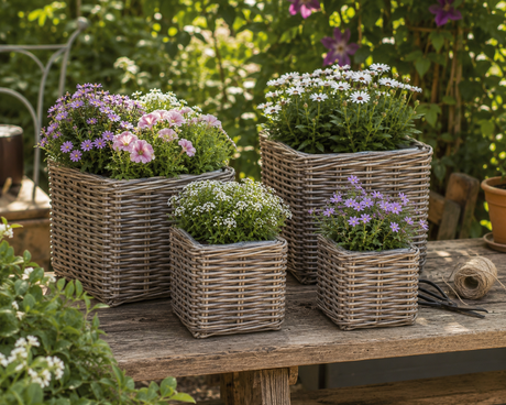 Marcia kurvesæt med sommerblomster i