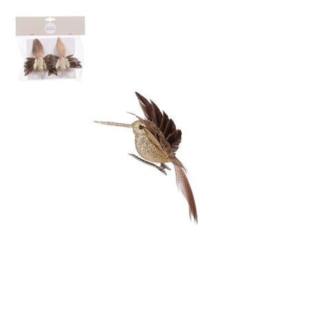 Kolibri med klips guldfarvede 2-pak 