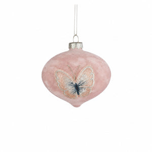 Pink Christmas ball with butterfly