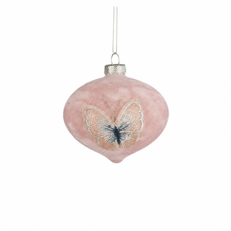 Pink Christmas ball with butterfly