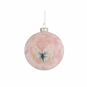 Pink Christmas ball with butterfly