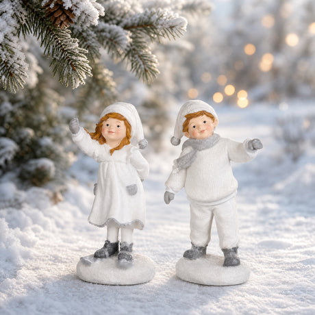 Winter children in white clothes
