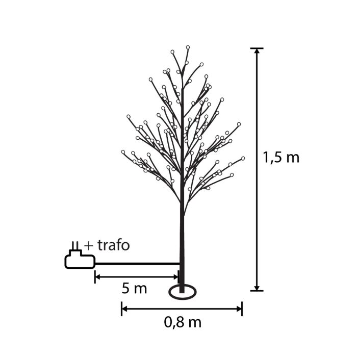 Lystræ med 108 LED bærlygter 150 cm højt