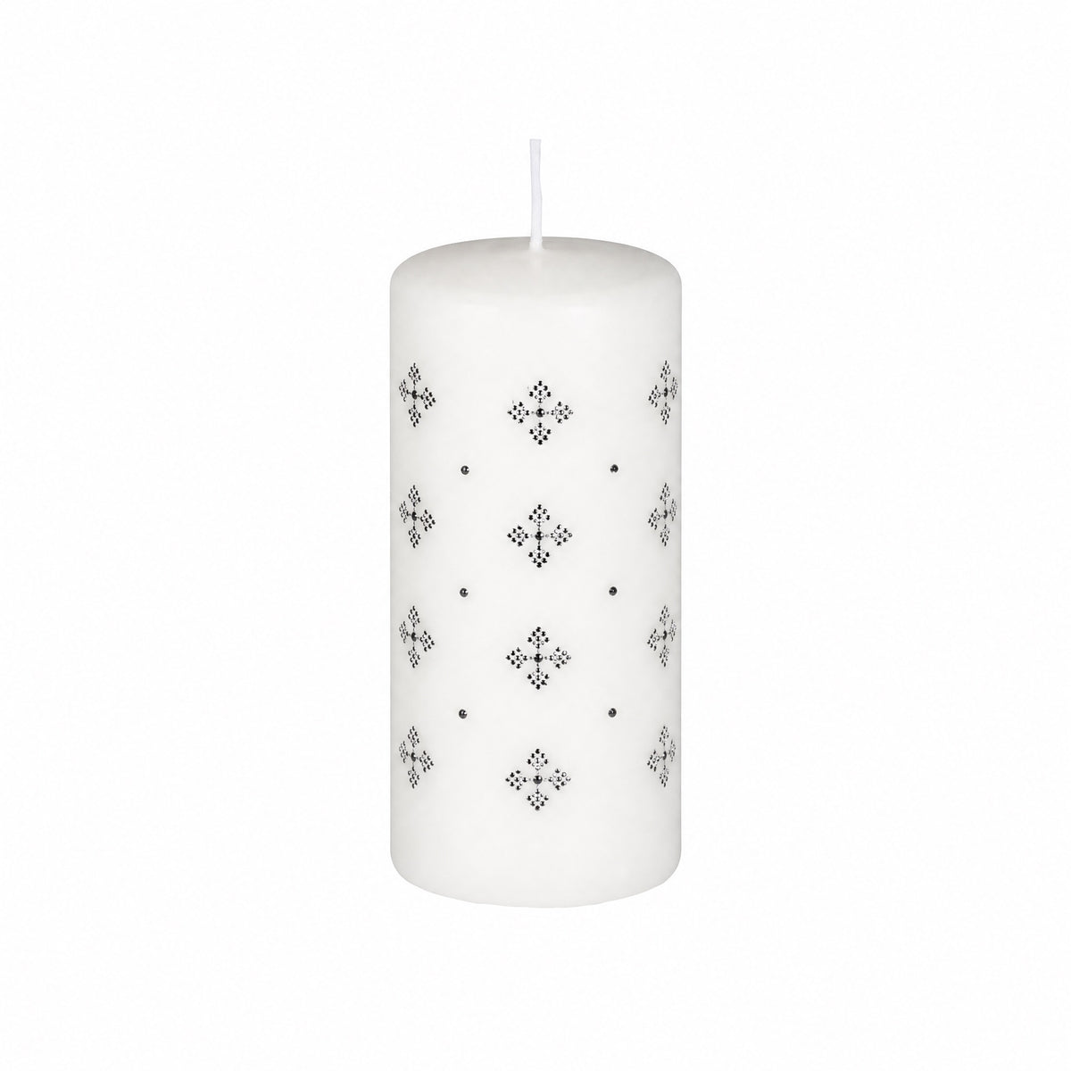 White candle block with motif