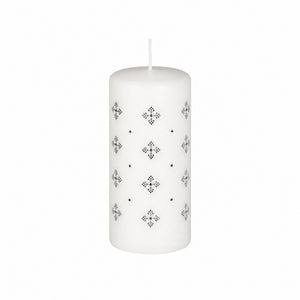 White candle block with motif