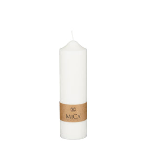 Bloklys 25 cm højt hvidt 100 % ren stearin fra Mica Decorations