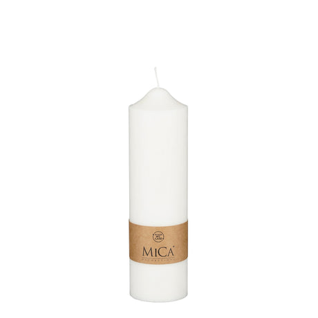 Bloklys 25 cm højt hvidt 100 % ren stearin fra Mica Decorations