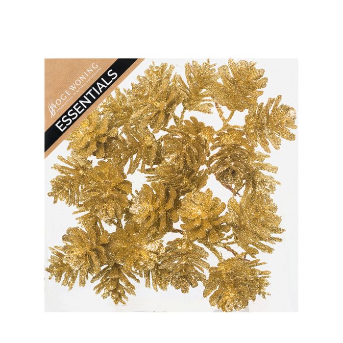 Glitterkogler på wire guldfarvede 10 cm