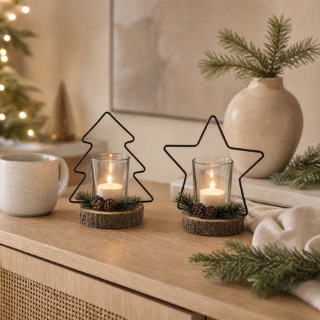 Tealight holder with decoration