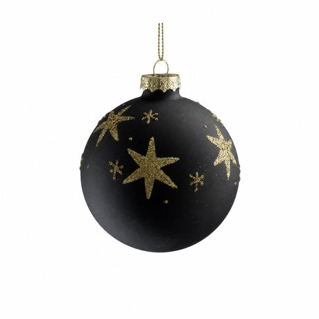 Christmas ball with gold glitter stars Ø 8 cm