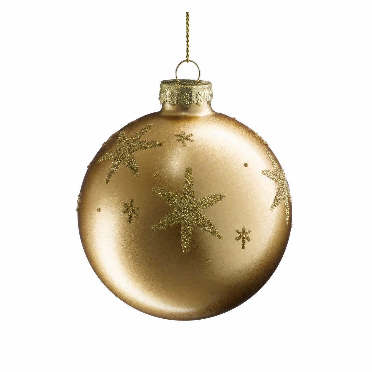 Christmas ball with gold glitter stars Ø 8 cm
