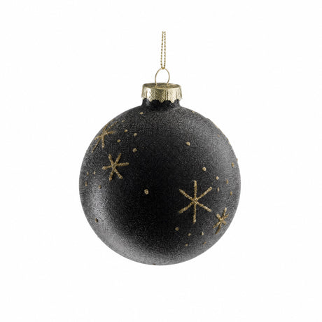 Christmas ball with gold glitter snowflakes Ø 8 cm