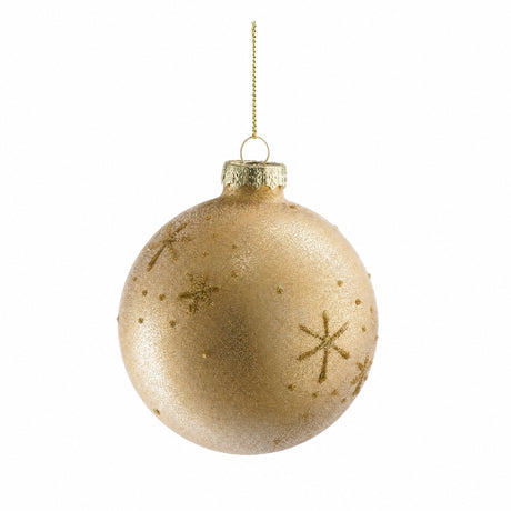 Christmas ball with gold glitter snowflakes Ø 8 cm