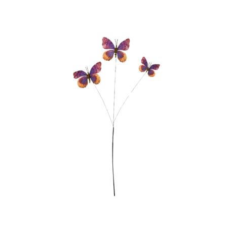 Dekorationsstilk med tre sommerfugle i lilla nuancer