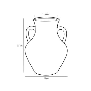 Målene på Marian krukke med 2 ører i hvid glaseret keramik