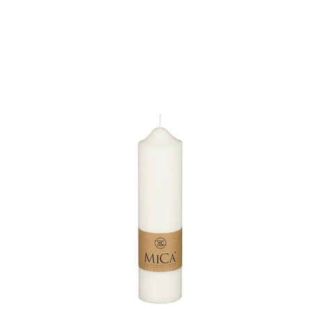 Hvidt bloklys 20 cm højt i ren stearin fra Mica Decorations