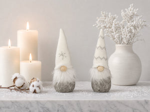 Santa gnome grey and white 17 cm tall