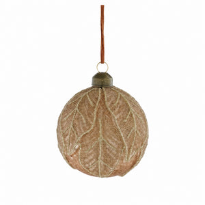 Christmas bauble brown with leaf pattern