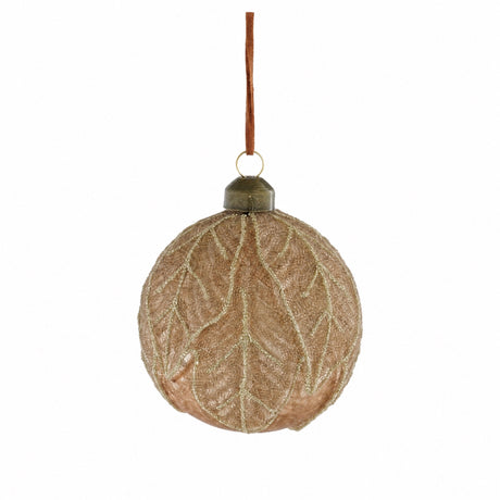 Christmas bauble brown with leaf pattern