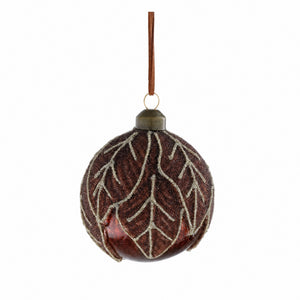 Christmas bauble brown with leaf pattern