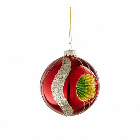 Christmas bauble Reflective bauble red or mint 8 cm in diameter