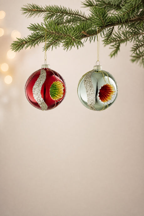 Christmas bauble Reflective bauble red or mint 8 cm in diameter