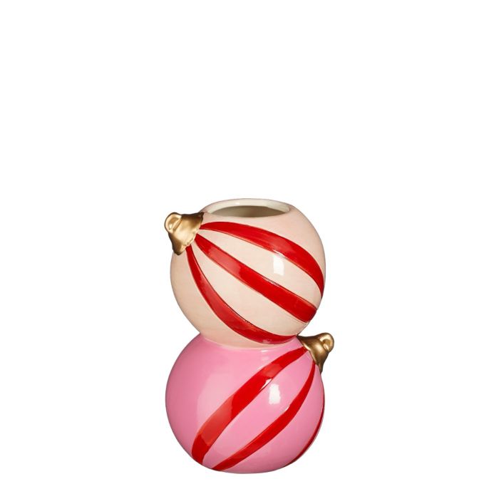 Vase Julekugler med striber 15 cm høj