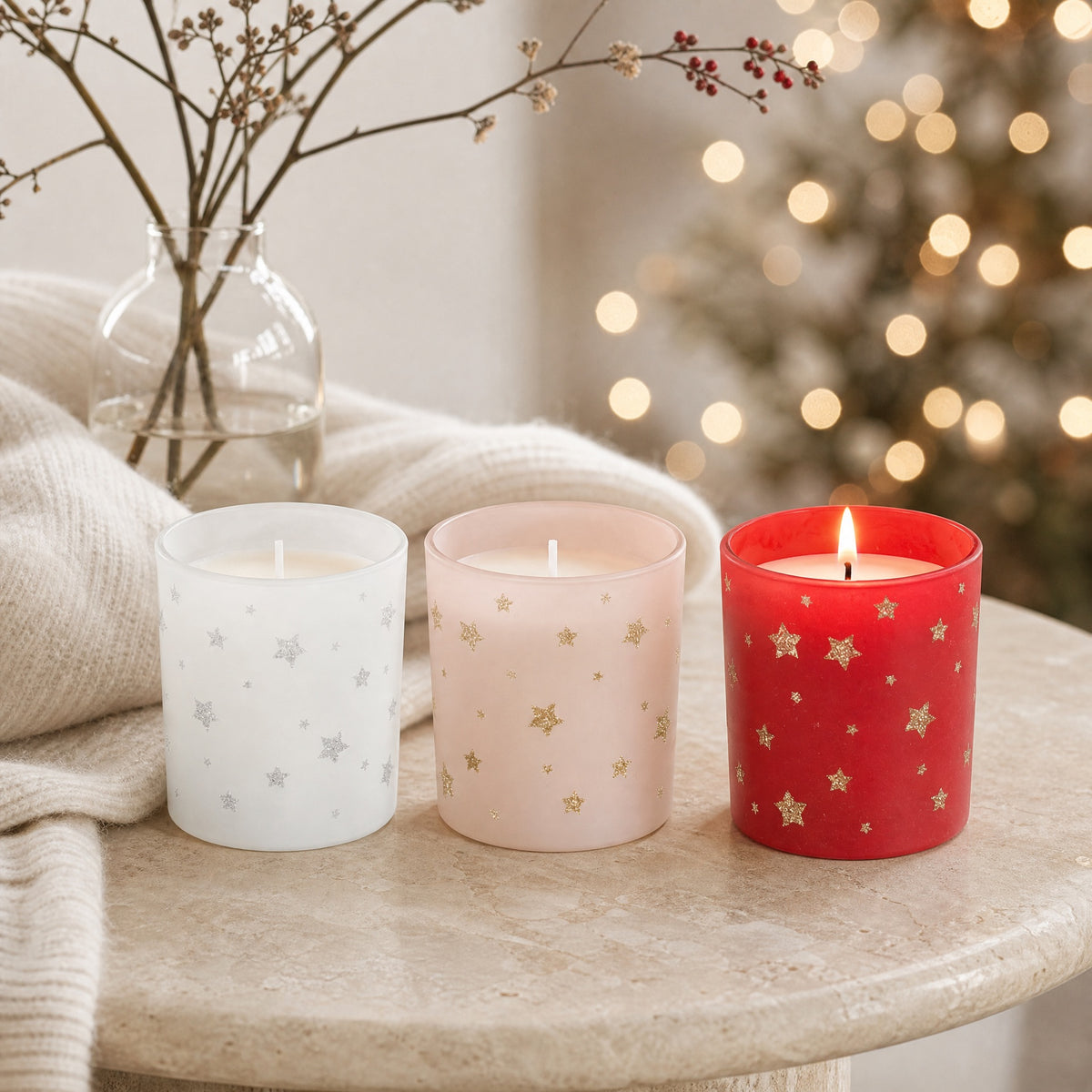 Scented candle with stars