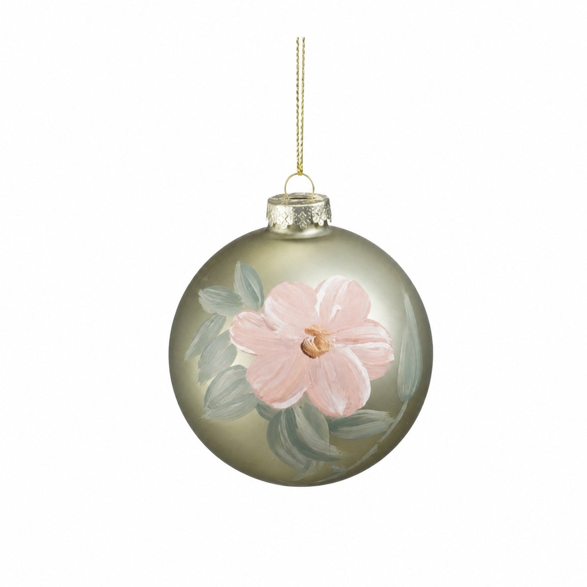 Christmas baubles with painted flowers