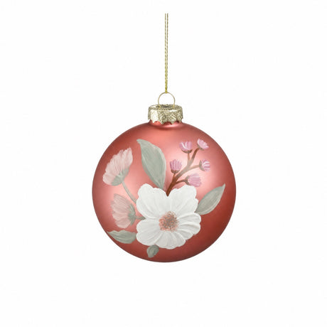 Christmas baubles with painted flowers