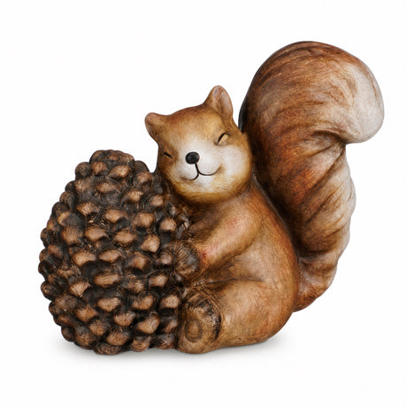 Squirrel with pine cone/acorn 11 cm high