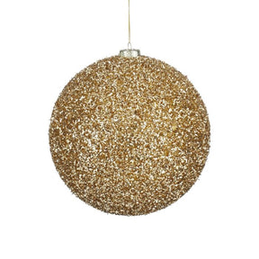 Stor Julekugle guld glitter 20 cm i dia