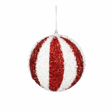 Striped Christmas baubles in glitter