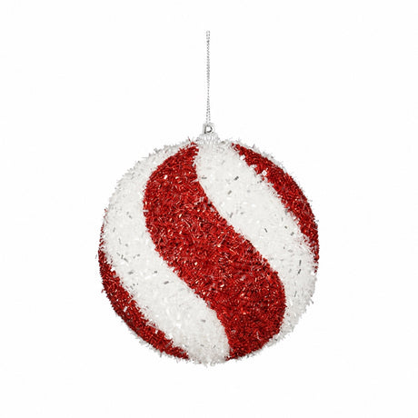 Striped Christmas baubles in glitter