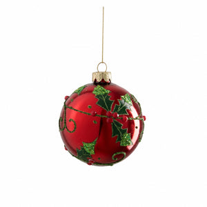 Christmas bauble Red with holly